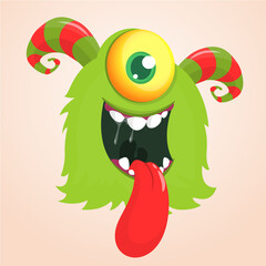 Happy cartoon monster character. Halloween vector illustration