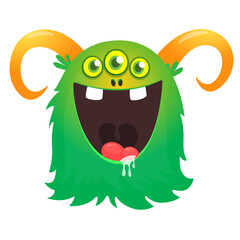 Happy cartoon monster character. Halloween vector illustration