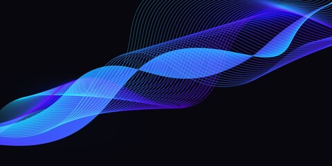 Gradient abstract background blue wavy lines.