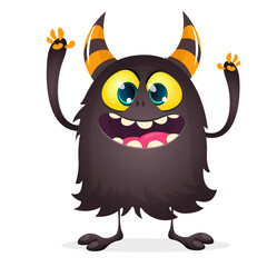 Happy cartoon monster character. Halloween vector illustration