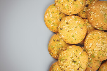 Home made sweet biscuits with mixed nuts	
