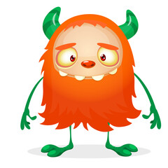 Happy cartoon monster character. Halloween vector illustration