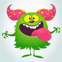 Happy cartoon monster character. Halloween vector illustration