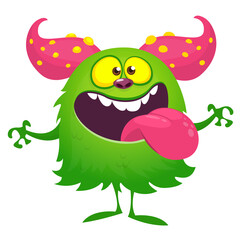 Happy cartoon monster character. Halloween vector illustration