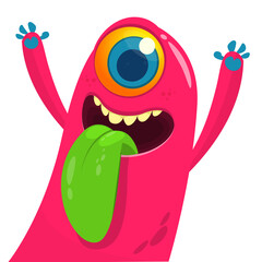 Happy cartoon monster character. Halloween vector illustration
