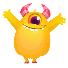 Happy cartoon monster character. Halloween vector illustration © drawkman