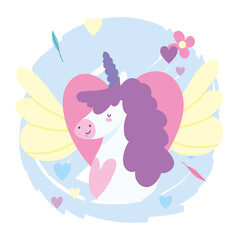 little unicorn winged heart fantasy magic animal cartoon