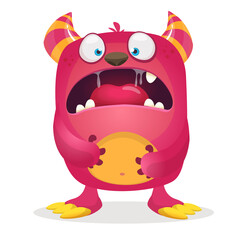 Happy cartoon monster character. Halloween vector illustration