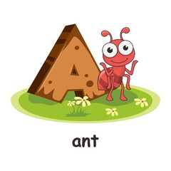 Ant Cartoon 3D Alphabet Wood Animals