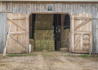 Hay Bales In Barn