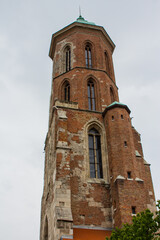 View of the bell tower of the Church of St. Mary Magdalene in Budapest. Hungary