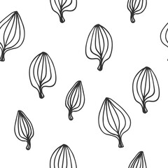 Vector seamless pattern with doodle plantain leaves