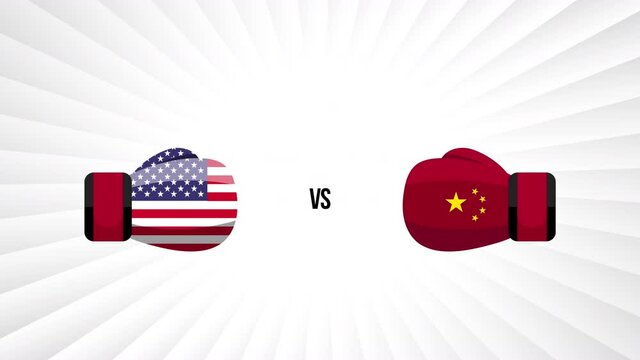 USA vs China. Concept of trade war, fight, sport match or war between america and china. Vector illustration.
