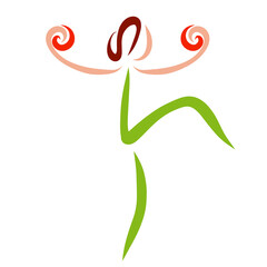 Obraz premium woman dancing or playing sports with two small balls, looks like a flower