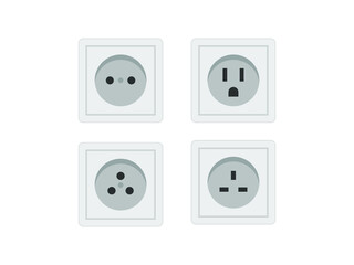 Socket icon set. Socket vector set illustration.   Electricity socket set vector. 