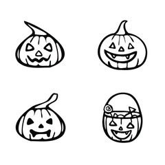 Vector doodle set for Halloween celebration. Pumpkins