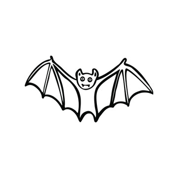 Single vector doodle element isolated on white background. Bat