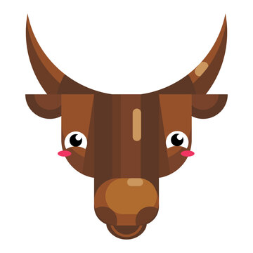 Bull Face Emoji, Happy Blushing In Embarrassment Cow Icon Isolated