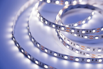 Diode strip with cold light close-up.