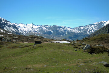 Fototapeta na wymiar Julierpass in der Schweiz Panorama 27.5.2020