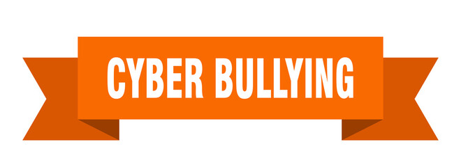 cyber bullying ribbon. cyber bullying paper band banner sign - obrazy, fototapety, plakaty