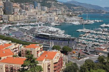 Yacht port and city on seashore. Monte Carlo, Monaco
