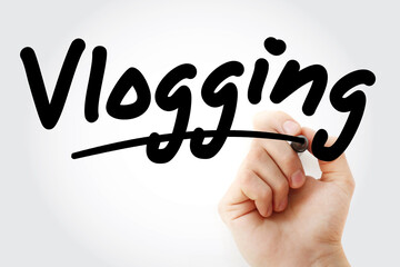 Vlogging text with marker, business concept background