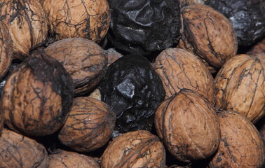 texture of freshly picked walnuts in a thick skin from a walnut tree