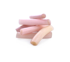 Lotus stem or Renkon (Nelumbo nucifera) isolated on white background, Plants growing in water Can be food or dessert.