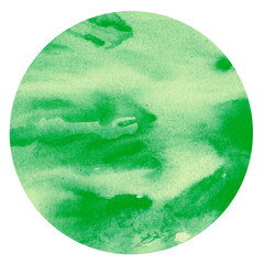 Green spot, circle watercolor.
Abstract watercolor stain, blot. green color on white isolated background. Round shape, for the logo, for your design, postcards and other things. 