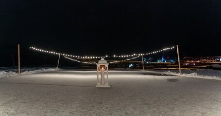 Fototapeta premium Russian baptism in severe frost on a snowy beach