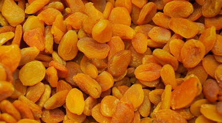 Useful Dried Apricots, Close-up of Dried Fruit. Dried Apricots Are Isolated. Rotation.