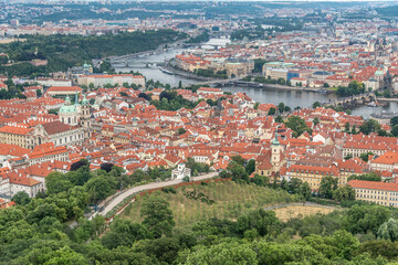 Prague city house roof view
