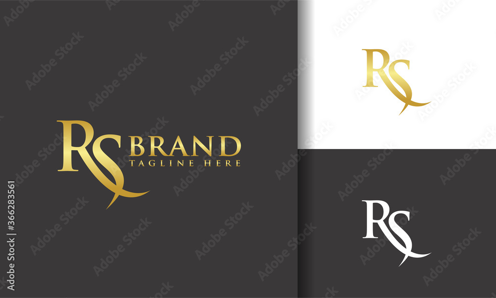 Sticker elegant luxury letter logo rs