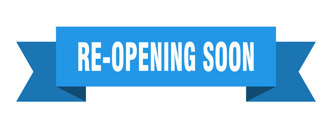 re-opening soon ribbon. re-opening soon paper band banner sign
