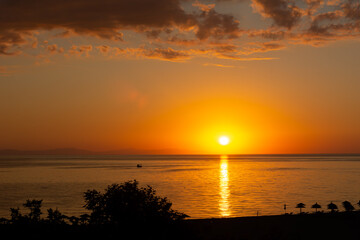 Beautiful sunrise over sea in Greece
