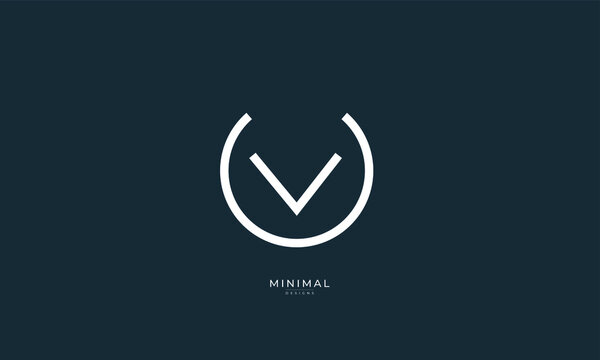 Alphabet letter icon logo UV or VU