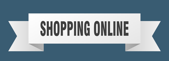 shopping online ribbon. shopping online paper band banner sign