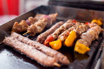 A proccess of cooking kofta. Arabic and turkish cuisine