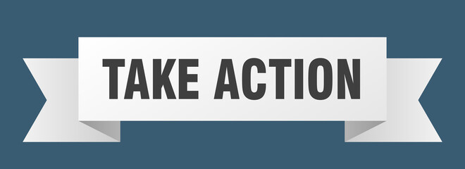 take action ribbon. take action paper band banner sign