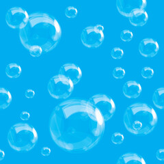 Bubbles on turquoise background, seamless pattern
