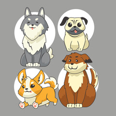 Cute Dog Vector Gesture Element Set