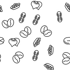 Peanut Food Vector Seamless Pattern Thin Line Illustration
