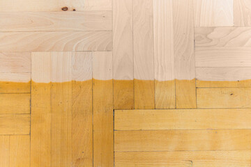 wooden parquet before and after renovation