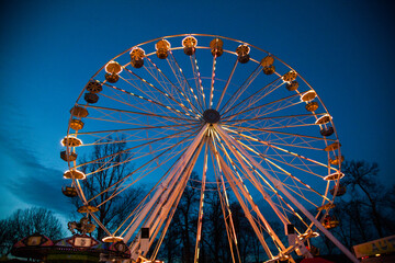 Ferris wheel carousel at night