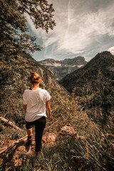 Naklejka premium young woman looking on nature view