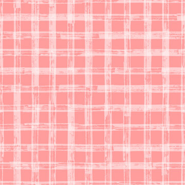 Checkered Seamless pattern. Pink vector background with paint Grunge stroke stripes