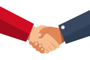 Handshake in flat style. Business illustration. Symbol of a successful deal. Happy partnership. Greeting handshaking. Agreement.
