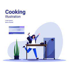 cooking at home flat illustration
