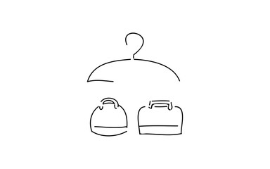 アナログ手書き風のゆるいタッチのアイコン：ハンガーと手荷物